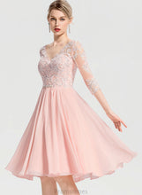 Load image into Gallery viewer, Wedding Dresses Chiffon With Wedding Lace A-Line V-neck Ashley Knee-Length Beading Dress