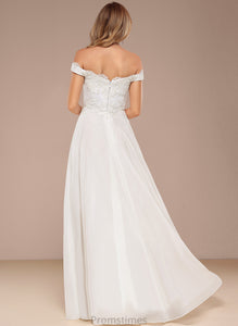 Wedding Dresses Floor-Length Off-the-Shoulder Wedding Dress Lace A-Line With Chiffon Sequins Karsyn