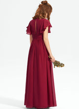 Load image into Gallery viewer, A-Line Junior Bridesmaid Dresses Chiffon V-neck Floor-Length With Kali Ruffle