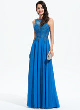 Load image into Gallery viewer, A-Line Chiffon Neck Prom Dresses Sequins Lace Beading Floor-Length With Bridget Scoop