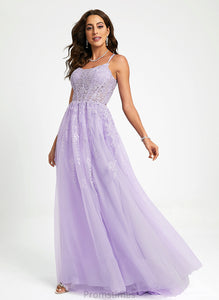 Scoop Sequins Train Tulle With Neck Ball-Gown/Princess Lace Sweep Prom Dresses Rebecca