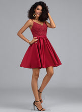 Load image into Gallery viewer, With Satin Sequins Prom Dresses Short/Mini V-neck Beading A-Line Jennifer