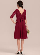 Load image into Gallery viewer, Junior Bridesmaid Dresses Knee-Length Scoop Scarlett A-Line Neck Chiffon