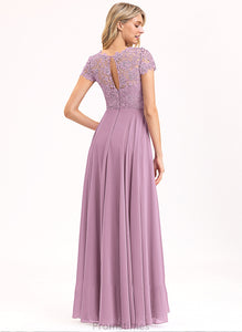 Lace With A-Line Chiffon Scoop Floor-Length Neck Kinsley Prom Dresses Pockets