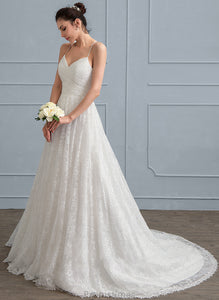 Lace Sweetheart With Wedding Train Sweep Wedding Dresses Jaelynn A-Line Dress Ruffle