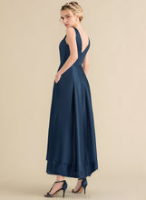 Load image into Gallery viewer, With Abigayle Prom Dresses Asymmetrical Pockets Satin Ball-Gown/Princess V-neck