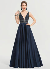 Load image into Gallery viewer, Beading Harmony Ball-Gown/Princess With Sequins V-neck Satin Floor-Length Prom Dresses