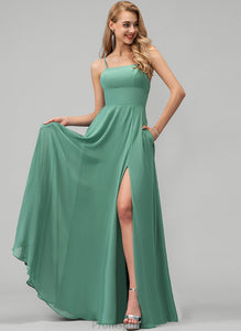 A-Line Nyasia Floor-Length Square Prom Dresses Chiffon