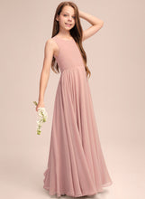 Load image into Gallery viewer, Chiffon A-Line Floor-Length Junior Bridesmaid Dresses Jasmin Scoop With Bow(s) Neck