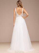 Load image into Gallery viewer, Esther Lace Tulle Sequins V-neck Dress Sweep A-Line Train Wedding With Wedding Dresses