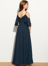 Load image into Gallery viewer, Junior Bridesmaid Dresses A-Line Off-the-Shoulder Kenzie Chiffon Floor-Length Ruffle With