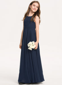 Floor-Length Ruffle Neck A-Line With Junior Bridesmaid Dresses Chiffon Scoop Nita