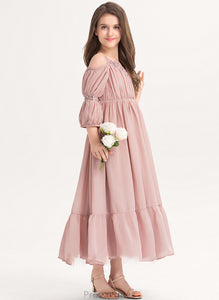 Neckline Chiffon Sal With Junior Bridesmaid Dresses Lace Ruffle A-Line Ankle-Length Square