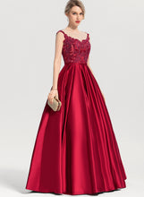 Load image into Gallery viewer, With Lace Ball-Gown/Princess Floor-Length Scoop Prom Dresses Illusion Sequins Satin Jaylyn