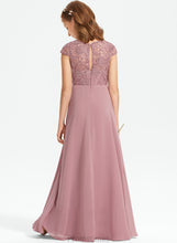 Load image into Gallery viewer, Neck Floor-Length Lace Chiffon Lena Junior Bridesmaid Dresses A-Line Scoop