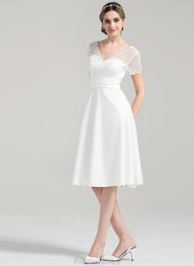 Wedding Norma Knee-Length A-Line V-neck Wedding Dresses Satin Dress