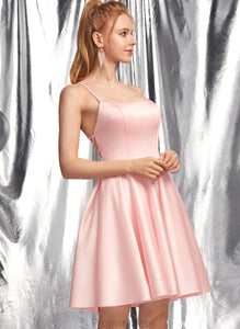 Dulce Square Prom Dresses A-Line Neckline Short/Mini Satin