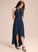 Load image into Gallery viewer, A-Line With Junior Bridesmaid Dresses Asymmetrical Ruffles Bow(s) Chiffon Scoop Neck Briley