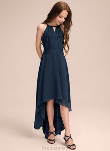 A-Line With Junior Bridesmaid Dresses Asymmetrical Ruffles Bow(s) Chiffon Scoop Neck Briley