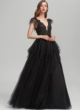 Load image into Gallery viewer, Sequins With Prom Dresses V-neck Floor-Length Feather Tulle Ball-Gown/Princess Chasity