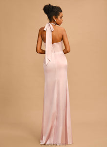 Satin Floor-Length Louise With Halter Bow(s) Prom Dresses Sheath/Column