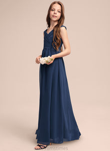 Junior Bridesmaid Dresses A-Line Off-the-Shoulder Chiffon Floor-Length Ruffles Mara With