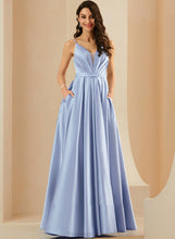 Load image into Gallery viewer, Pockets Ball-Gown/Princess Prom Dresses Satin Ruffle Deborah V-neck Floor-Length With