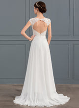 Load image into Gallery viewer, Train A-Line With Front Wedding Sweep Dress Wedding Dresses Kallie V-neck Chiffon Split