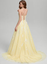 Load image into Gallery viewer, Square Raquel Train Prom Dresses Ball-Gown/Princess Sweep Tulle Neckline