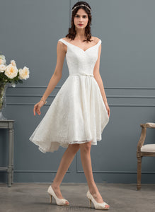 Lace With Bow(s) Dress Wedding Dresses A-Line Brooke Asymmetrical Wedding