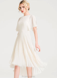 Alannah A-Line Dress Wedding Neck Scoop Pleated With Chiffon Wedding Dresses Asymmetrical