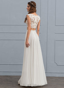 A-Line Wedding Madalynn Lace Sequins Floor-Length Chiffon Wedding Dresses With Beading Dress