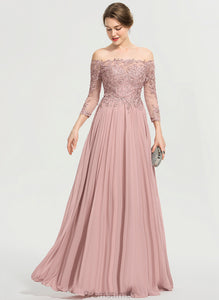 Genesis Floor-Length Chiffon Pleated Lace Ball-Gown/Princess Off-the-Shoulder Sequins With Prom Dresses