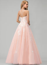 Load image into Gallery viewer, Floor-Length Ball-Gown/Princess Tulle With Square Prom Dresses Sequins Lace Caitlyn