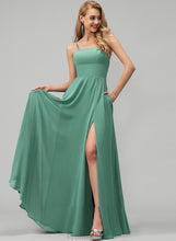 Load image into Gallery viewer, Prom Dresses Neckline Floor-Length A-Line Courtney Front Split Chiffon Pockets Square With