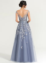 Load image into Gallery viewer, Tulle A-Line Prom Dresses Off-the-Shoulder Illusion Floor-Length Kaya Lace