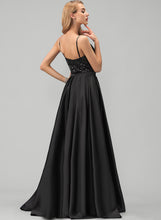 Load image into Gallery viewer, Floor-Length Satin V-neck Sheath/Column Prom Dresses Cherish Sequined