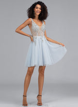 Load image into Gallery viewer, Beading A-Line Short/Mini Janiyah With Tulle Prom Dresses V-neck