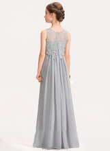 Load image into Gallery viewer, Neck Chiffon Floor-Length Lace Junior Bridesmaid Dresses A-Line Scoop Nydia