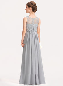 Neck Chiffon Floor-Length Lace Junior Bridesmaid Dresses A-Line Scoop Nydia