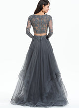 Load image into Gallery viewer, Tulle Floor-Length Prom Dresses Scoop Jaylee Ball-Gown/Princess Neck With Beading Sequins