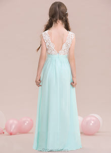 Jazlene Chiffon A-Line V-neck Junior Bridesmaid Dresses Floor-Length