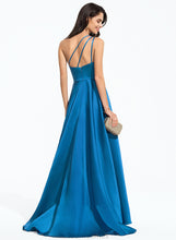 Load image into Gallery viewer, One-Shoulder Satin Train Front With Allyson A-Line Sweep Prom Dresses Split