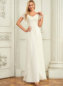 Dress A-Line Floor-Length V-neck Chiffon Wedding Wedding Dresses Elva