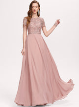 Load image into Gallery viewer, Chiffon Prom Dresses A-Line Neck Scoop Floor-Length With Nathaly Sequins