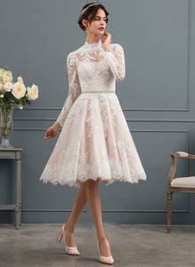 Lace Wedding Dresses Wedding A-Line Knee-Length Makenna Illusion Dress