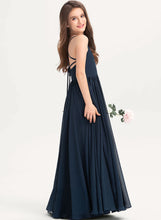 Load image into Gallery viewer, With A-Line Floor-Length Square Bow(s) Neckline Neveah Chiffon Junior Bridesmaid Dresses