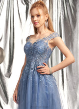 Load image into Gallery viewer, Tulle Neck Asymmetrical A-Line Prom Dresses Scoop With Kendall Sequins