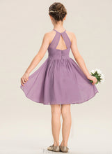 Load image into Gallery viewer, Knee-Length Junior Bridesmaid Dresses Beading A-Line Neck Ruffle Chiffon Lilly With Scoop