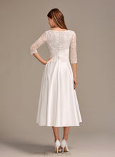 Load image into Gallery viewer, Pockets Wedding Mattie Neck A-Line Tea-Length Wedding Dresses With Dress Scoop